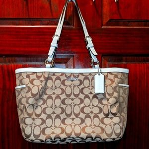 Coach Brown and Cream Tote Bag